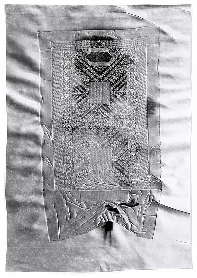 Klea McKenna, Your Eyes Aren't Eyes. They're Bees (1), 2018
Gelatin silver print; unique photogram with impression, 41 1/4 x 28 3/4 in. (104.8 x 73 cm)
Impression of a hand embroidered burqa face veil. Afghanistan, circa 1970s.
7706