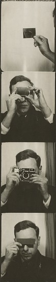 Kenneth Josephson, Untitled, early 1960's
Vintage gelatin silver print, 7 3/4 x 1 1/2 in. (19.7 x 3.8 cm)
(unique photo booth self-portrait holding mirror and camera)
8030