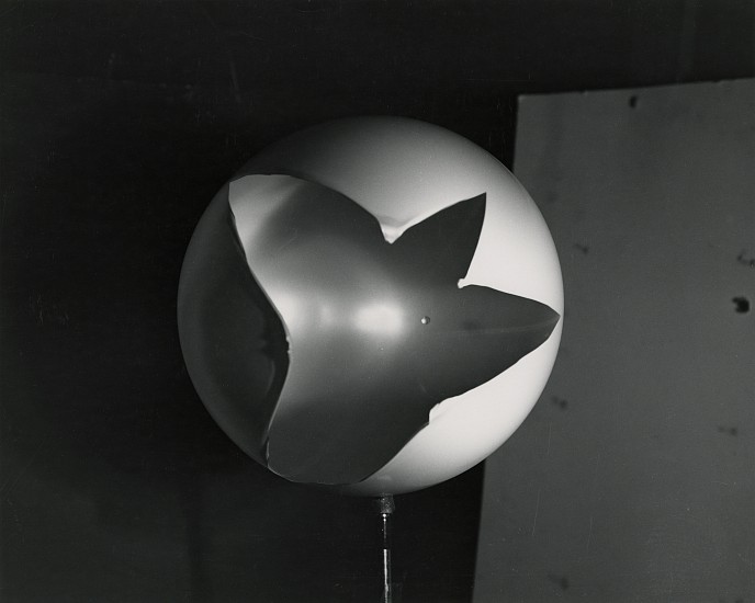 Harold Edgerton, Punctured Sphere, 1960
Vintage gelatin silver print, 7 1/2 x 9 7/8 in. (19.1 x 25.1 cm)
Photographer's MIT stamp with date "AUG 1 1960" and "11.564 in pencil with Estate authentication stamp with date and number on print verso.
8495
$5,500