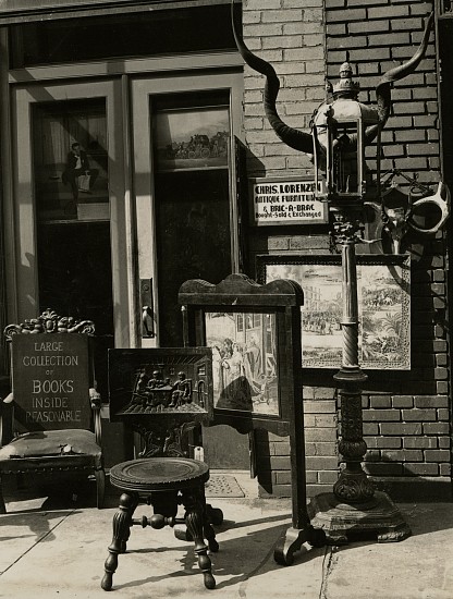 Eliot Elisofon, Antique Shop, 53rd St. between 6th and 7th Ave., c. 1937
Vintage gelatin silver print, 3 x 4 in. (7.6 x 10.2 cm)
6097
Sold