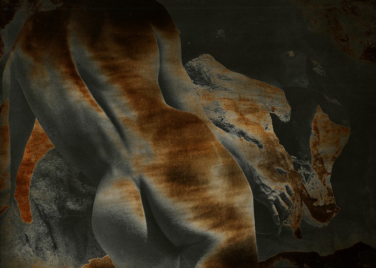 Edmund Teske, Male nude, Topanga Canyon, California, c. 1960s
Vintage gelatin silver print; duotone solarization, 10 15/16 x 13 7/8 in. (27.8 x 35.2 cm)
5970
$7,500