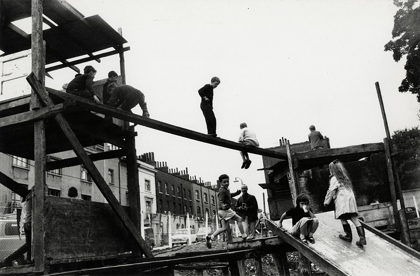 Roger Mayne, Adventure Playground, Islington, London, c. 1957
Vintage gelatin silver print, 6 15/16 x 10 9/16 in. (17.6 x 26.8 cm)
6494