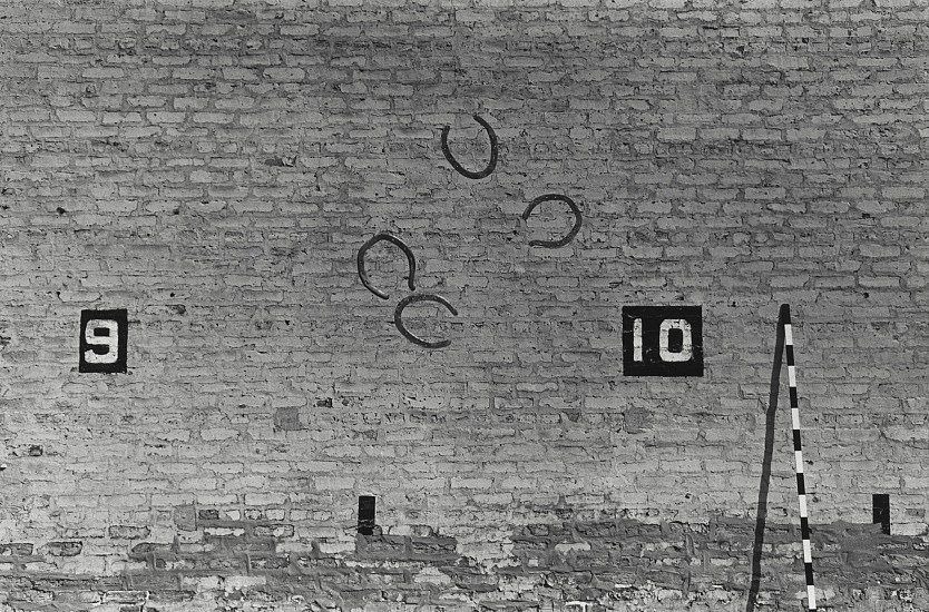 Kenneth Josephson, Chicago, 1976
Vintage gelatin silver print, 7 15/16 x 12 in. (20.2 x 30.5 cm)
(an allusion to Eadweard Muybridgeâ€™s 1878 photographic sequence that proved that all four hooves of a horse are off the ground at the same time during a trot and a gallop)
8024