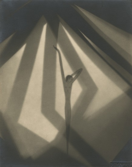 František Drtikol, Composition, 1930
Vintage gelatin silver print, 10 1/4 x 8 3/16 in. (26 x 20.8 cm)
Mounted 15 13/16 x 11 13/16 inches. Signed and dated in pencil on mount recto with photographer's embossed stamp on print recto; Photographer's name, address, title and 'IX" in ink and various notations in pencil with salon label from Uruguay and label from Art Institute of Seattle 1930 photographic exhibit affixed to mount verso.
8419
$35,000