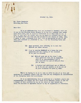 Work:&nbsp;Don Newcombe's contract and supporting notes