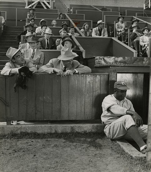 J. R. Eyerman, Men toss a black cat on the field, c. 1950
Vintage gelatin silver print, 8 3/4 x 10 1/2 in. (22.2 x 26.7 cm)
Descriptive title typed on verso, written in ink and typed archive labels, photographer's credit stamp, Time/Life credit and file stamps in ink and Time Inc, Picture Collection labels verso. 
Illustrated: LIFE, May 8, 1950, p.130. People, April 28, 1997. [using this print]
5730