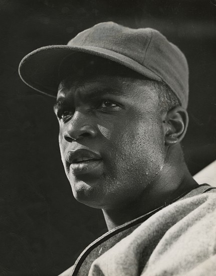 J. R. Eyerman, Jackie Robinson, 1950
Vintage gelatin silver print, 13 1/4 x 10 1/2 in. (33.7 x 26.7 cm)
Photographer's credit stamp, Time/Life credit and file stamps in ink and Time Inc, Picture Collection labels verso. 
Illustrated: LIFE, May 8, 1950, cover.[using this print]
5729