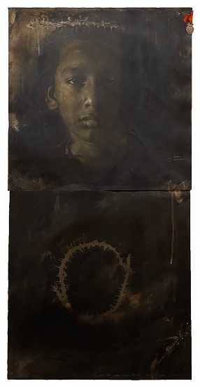 Luis González Palma, ... en los dias mas tristes del tiempo [in the saddest days of time], Guatemala, 1990
Vintage gelatin silver prints with bitumen and mixed media, 35 1/2 x 17 3/4 in. (90.2 x 45.1 cm)
additional text on print recto ""...sin flores/ni eagrimas"" [without flowers or tears]
8617
Sold