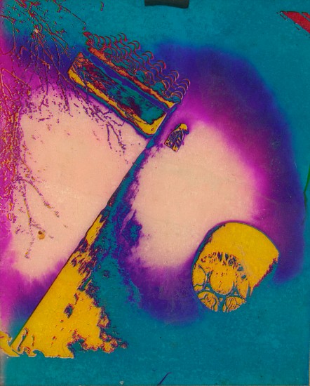Jaroslav Rössler, Untitled, 1967-77
3 color transparent sheets, 4 x 3 3/16 in. (10.2 x 8.1 cm)
Flushmounted/taped 4 3/16 x 3 7/16 in. (10.6 x 8.7 cm).
Photographer's stamp and authentication by artist's daughter with "B3/R-5/J-2" in pencil on mount verso.
Illustrated: Birgus, Vladmír and Jan Mlčoch: Jaroslav Rössler: Czech Avant-Garde Photographer. MIT Press, 2004, Pl. 131 [variant].
8798
$6,500